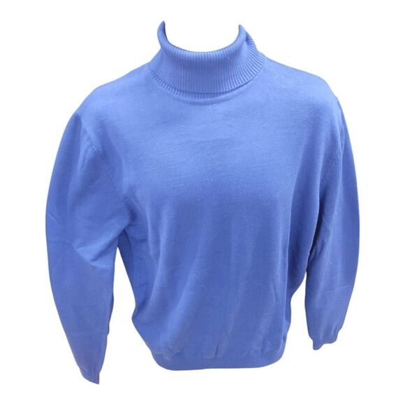 MEN'S BAGAZIO LONG SLEEVE ROYAL BLUE COTTON ACRYLIC TURTLENECK SWEATER. VT042. - Picture 2 of 9